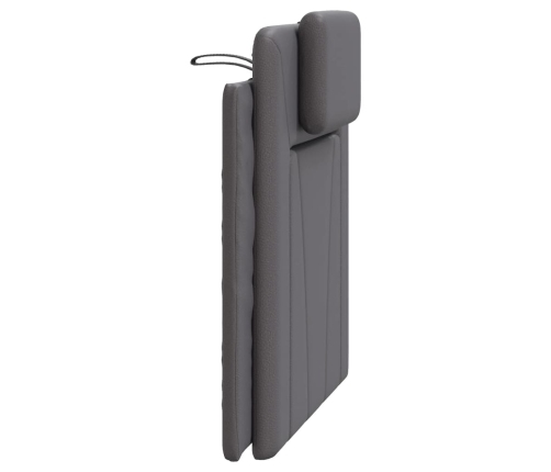 Cabecero de cama acolchado cuero sintético gris 90 cm