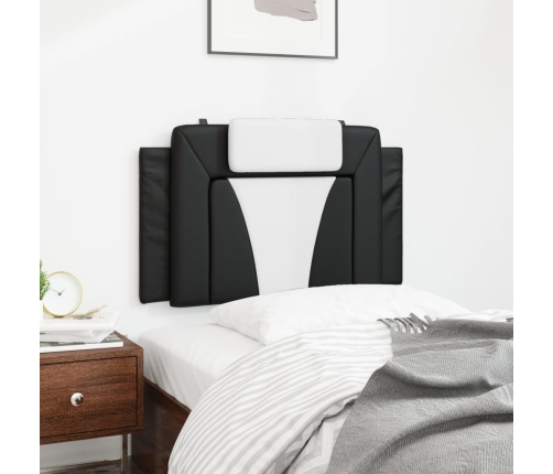 Cabecero de cama acolchado cuero sintético negro y blanco 90 cm