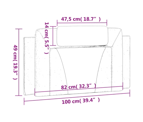 Cabecero de cama acolchado cuero sintético negro blanco 100 cm