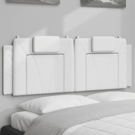 Cabecero de cama acolchado cuero sintético blanco 120 cm