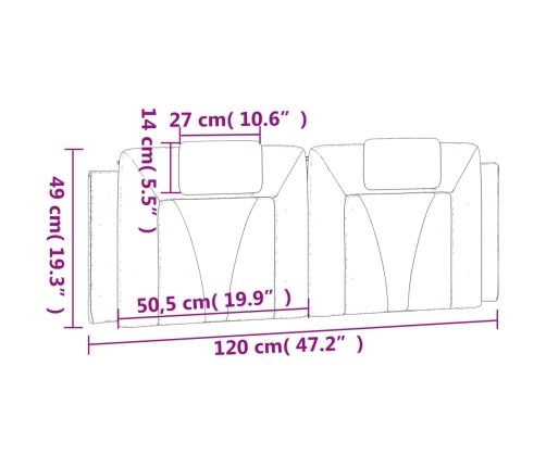 Cabecero de cama acolchado cuero sintético marrón 120 cm