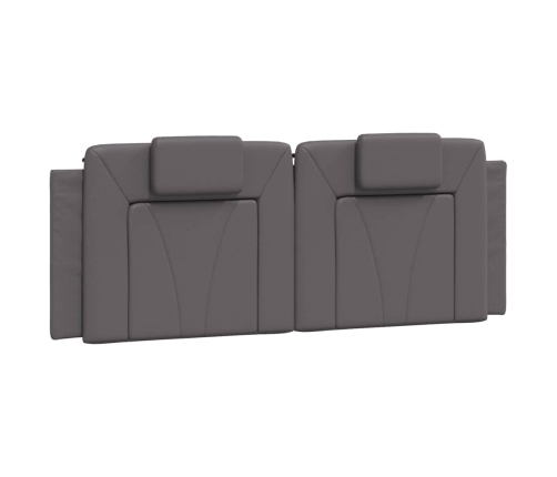 Cabecero de cama acolchado cuero sintético gris 120 cm