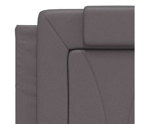 Cabecero de cama acolchado cuero sintético gris 120 cm