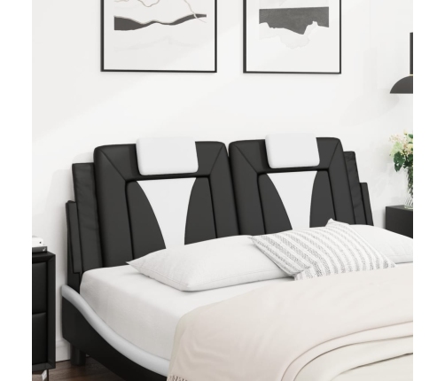 Cabecero de cama acolchado cuero sintético negro blanco 120 cm