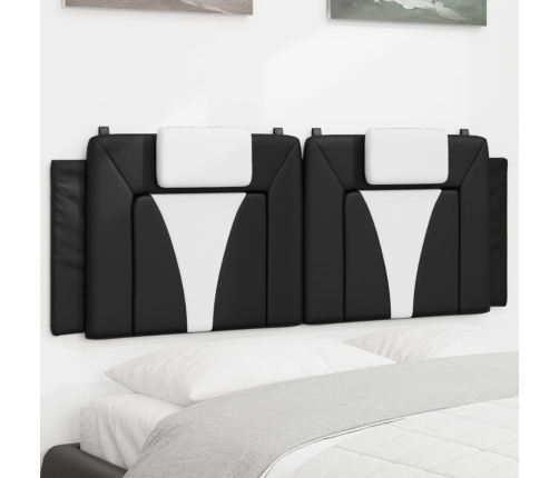 Cabecero de cama acolchado cuero sintético negro blanco 120 cm