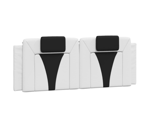 Cabecero de cama acolchado cuero sintético blanco negro 120 cm