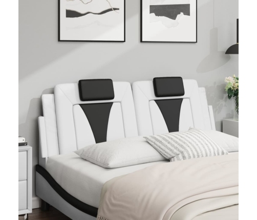 Cabecero de cama acolchado cuero sintético blanco negro 120 cm