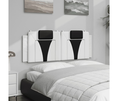 Cabecero de cama acolchado cuero sintético blanco negro 120 cm