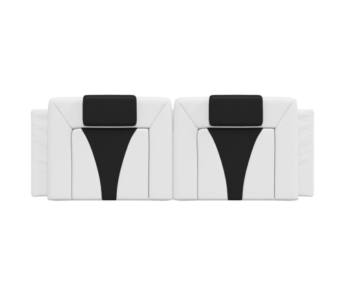 Cabecero de cama acolchado cuero sintético blanco negro 120 cm