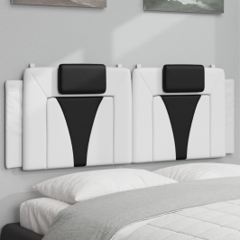 Cabecero de cama acolchado cuero sintético blanco negro 120 cm