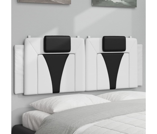 Cabecero de cama acolchado cuero sintético blanco negro 120 cm