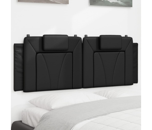 Cabecero de cama acolchado cuero sintético negro 140 cm