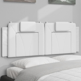 Cabecero de cama acolchado cuero sintético blanco 140 cm