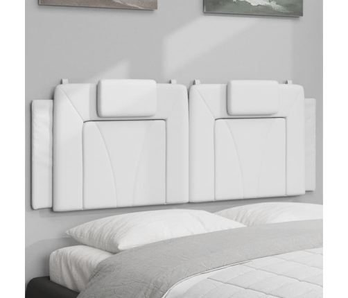 Cabecero de cama acolchado cuero sintético blanco 140 cm