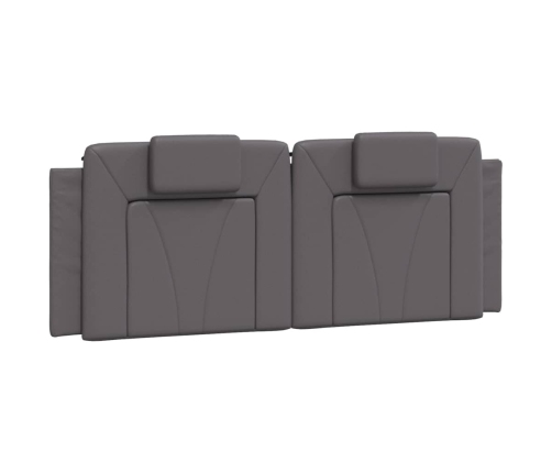 Cabecero de cama acolchado cuero sintético gris 140 cm