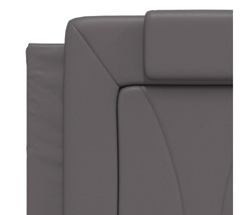 Cabecero de cama acolchado cuero sintético gris 140 cm