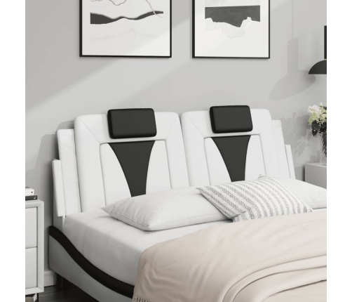 Cabecero de cama acolchado cuero sintético blanco negro 140 cm