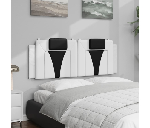 Cabecero de cama acolchado cuero sintético blanco negro 140 cm