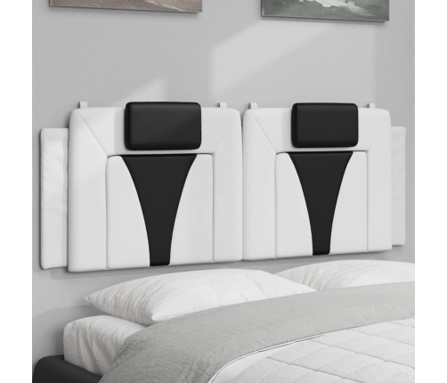 Cabecero de cama acolchado cuero sintético blanco negro 140 cm