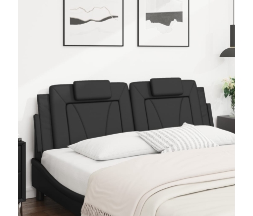 Cabecero de cama acolchado cuero sintético negro 160 cm