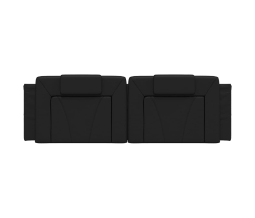 Cabecero de cama acolchado cuero sintético negro 160 cm