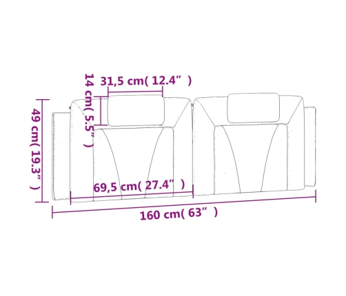 Cabecero de cama acolchado cuero sintético negro 160 cm