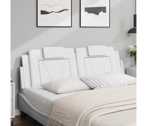 Cabecero de cama acolchado cuero sintético blanco 160 cm