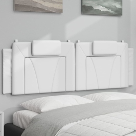 Cabecero de cama acolchado cuero sintético blanco 160 cm