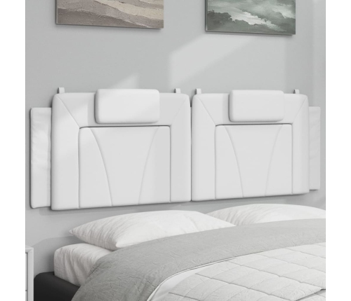 Cabecero de cama acolchado cuero sintético blanco 160 cm