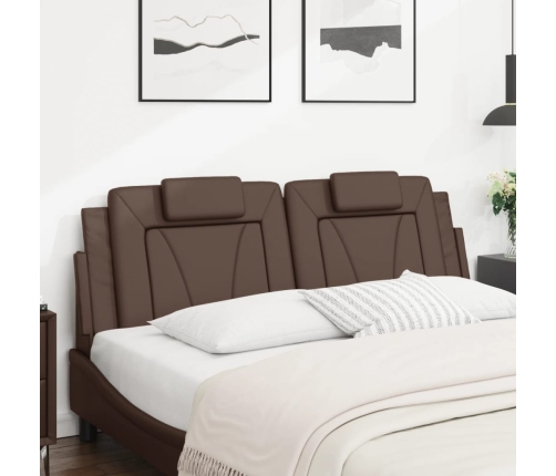 Cabecero de cama acolchado cuero sintético marrón 160 cm