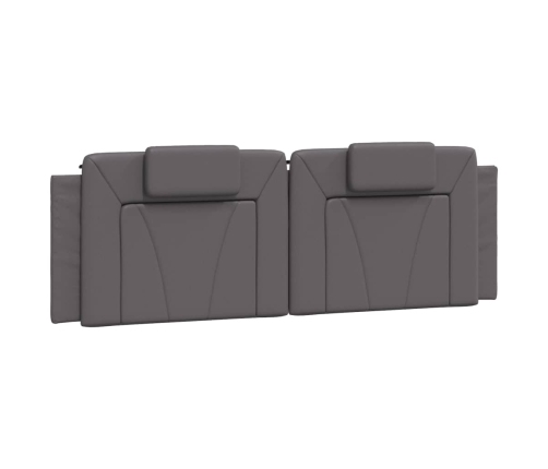 Cabecero de cama acolchado cuero sintético gris 160 cm