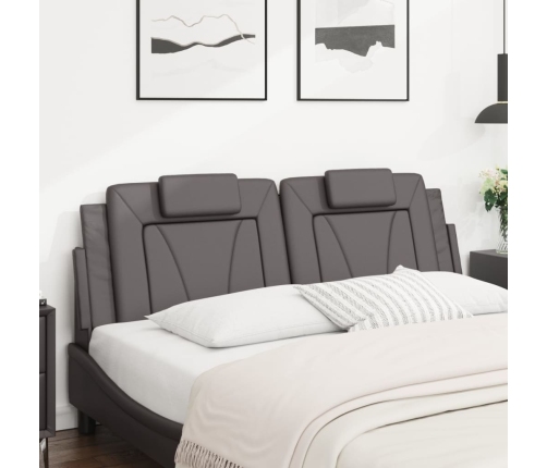 Cabecero de cama acolchado cuero sintético gris 160 cm