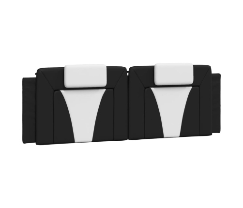 Cabecero de cama acolchado cuero sintético negro blanco 160 cm