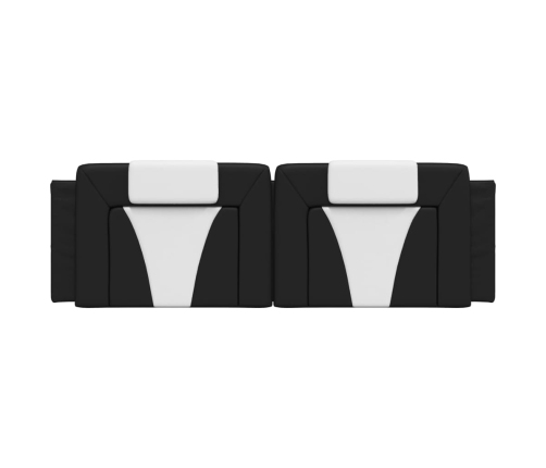 Cabecero de cama acolchado cuero sintético negro blanco 160 cm