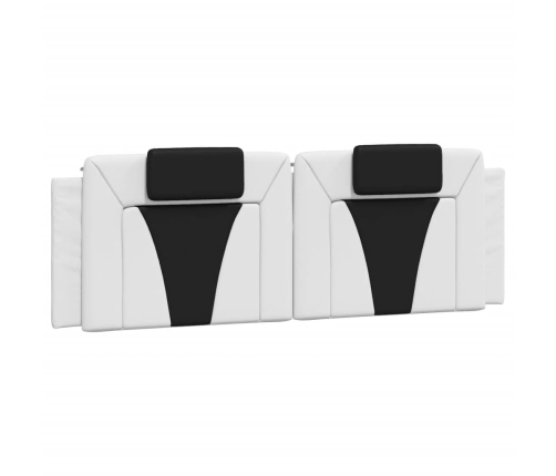 Cabecero de cama acolchado cuero sintético blanco negro 160 cm