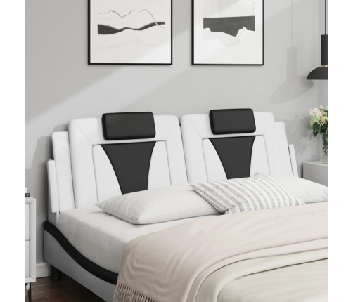 Cabecero de cama acolchado cuero sintético blanco negro 160 cm