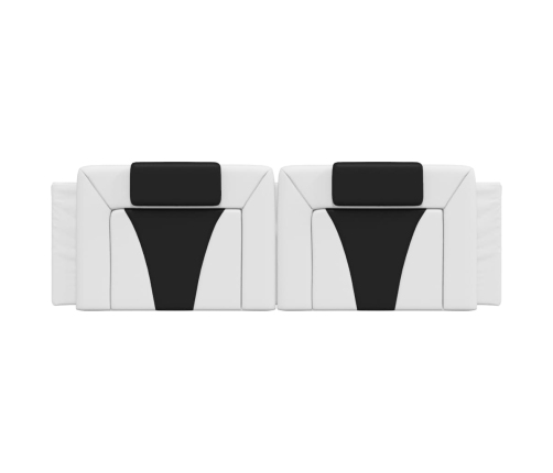 Cabecero de cama acolchado cuero sintético blanco negro 160 cm