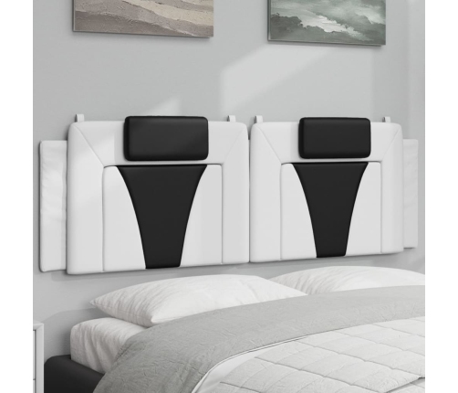 Cabecero de cama acolchado cuero sintético blanco negro 160 cm