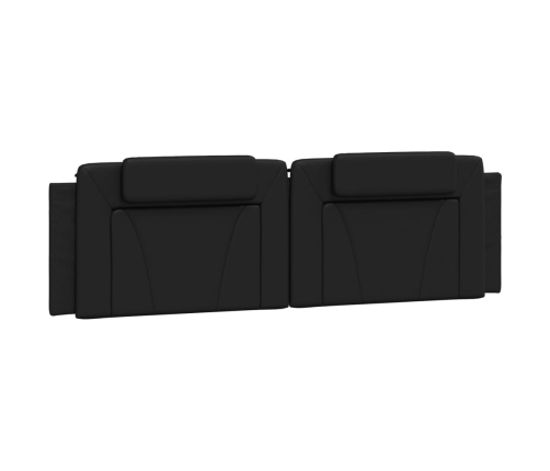 Cabecero de cama acolchado cuero sintético negro 180 cm