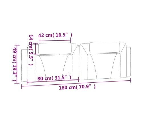 Cabecero de cama acolchado cuero sintético negro 180 cm