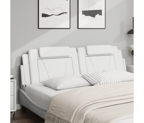 Cabecero de cama acolchado cuero sintético blanco 180 cm