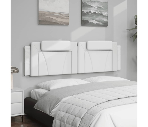 Cabecero de cama acolchado cuero sintético blanco 180 cm