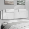 Cabecero de cama acolchado cuero sintético blanco 180 cm