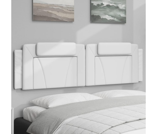 Cabecero de cama acolchado cuero sintético blanco 180 cm