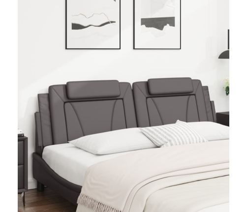 Cabecero de cama acolchado cuero sintético gris 180 cm