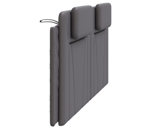 Cabecero de cama acolchado cuero sintético gris 180 cm