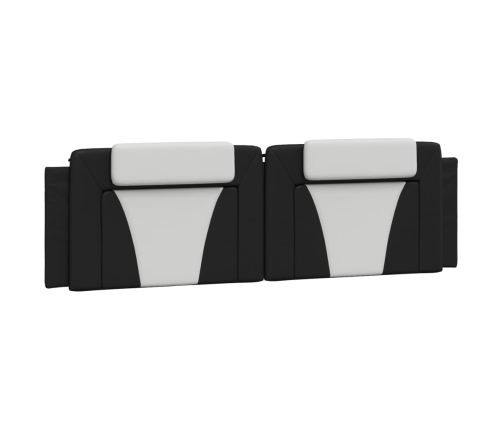 Cabecero de cama acolchado cuero sintético negro blanco 180 cm