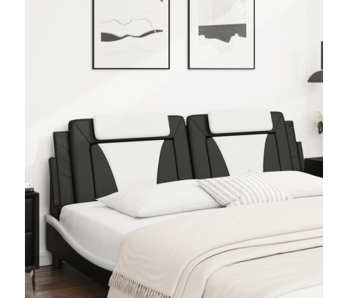 Cabecero de cama acolchado cuero sintético negro blanco 180 cm