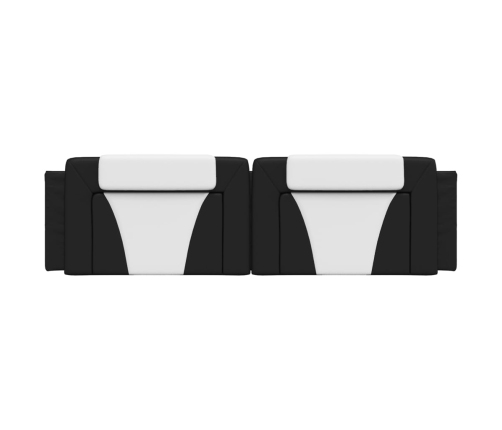 Cabecero de cama acolchado cuero sintético negro blanco 180 cm