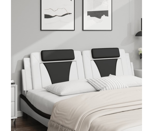 vidaXL Cabecero de cama acolchado cuero sintético blanco negro 180 cm